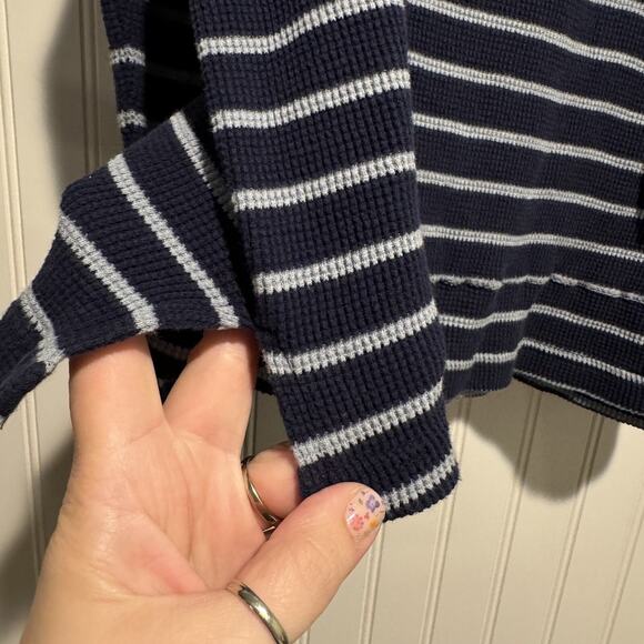 Pact Organic Cotton Striped Waffle Knit Cowl Neck Pullover Size Large - Picture 3 of 6